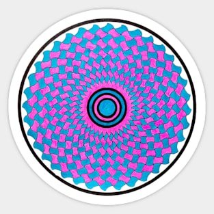 Handmade blue and pink mandala art Sticker